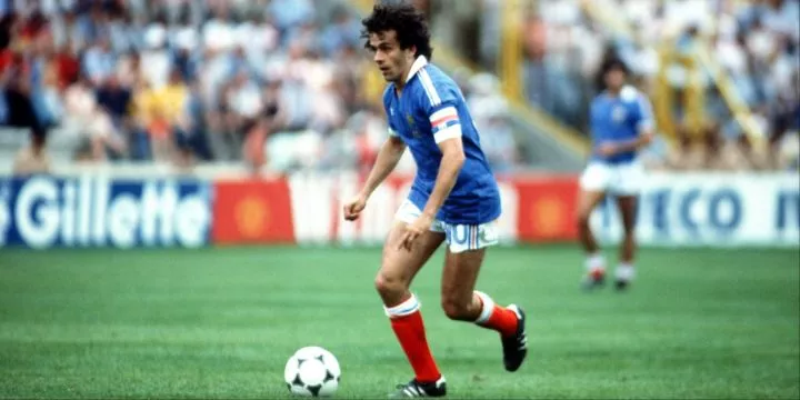 Michel Platini in action for France. 