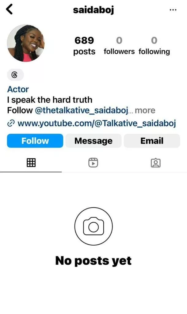 Saida Boj's Instagram account gets banned, hours after her TikTok vanished