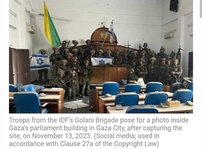 Israeli Soldiers Take Over Hamas Parliament, Pose For A Photo Amid Ongoing War