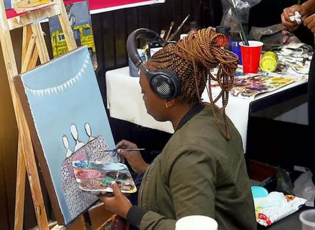 Nigerian artist, Lola Mewu, attempts to break Guinness World Record for longest painting marathon