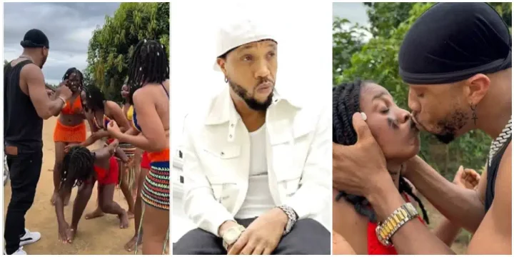 Charles Okocha kisses 5 village ladies promises them US visas in funny video