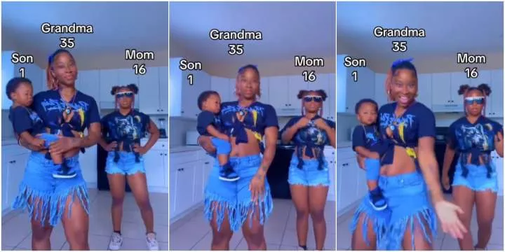 35-year-old grandma causes buzz online as she shows off her 16-year-old daughter and 1-year-old grandchild