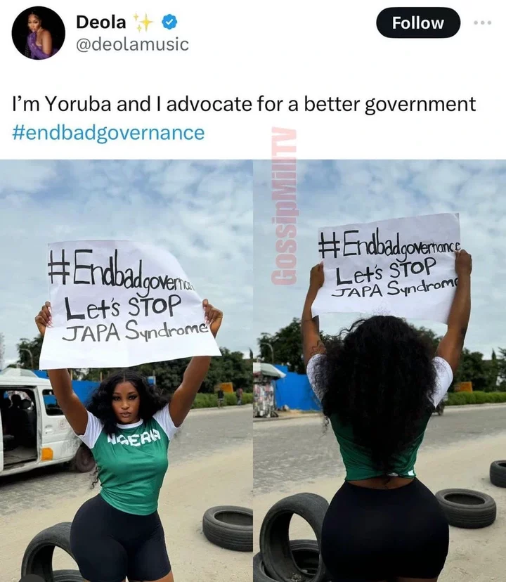 'If Tinubu Sees This Yansh, He Will Pity Us' - Nigerians React As Bootilicious Yoruba Lady Joins Hunger Protest (Photos)