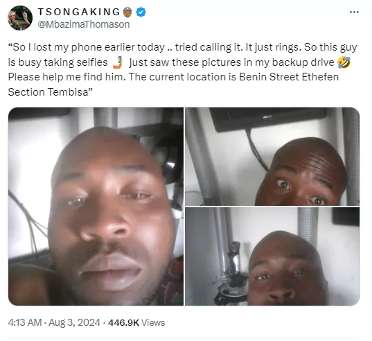 South African man shares the photos the man who is with his missing phone has been taking