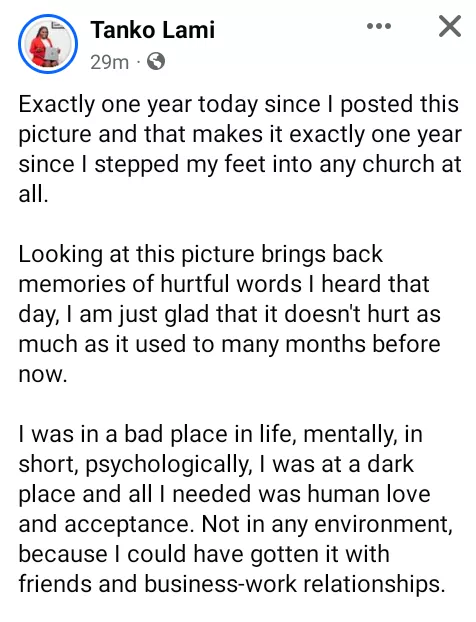 I have never felt so much rejection in my life.  - Nigerian lady narrates how she was slut-shamed in church for wearing an 