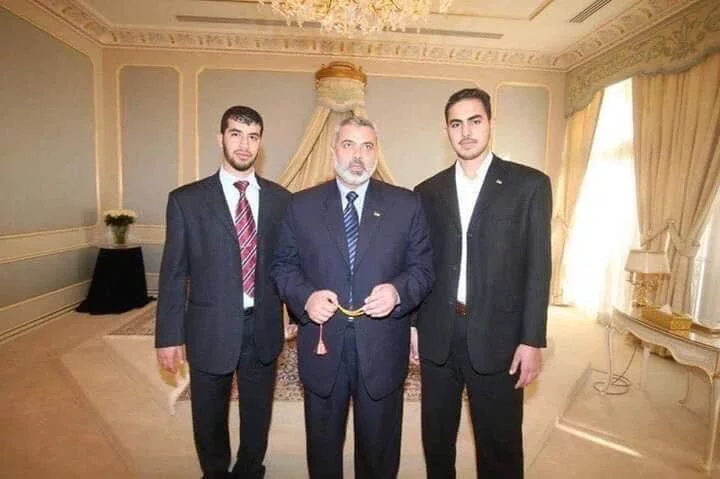 Moaz Haniyeh, right, reportedly spent thousands on high-end jewellery from 2021 to 2022 while ordinary Gazans suffered in poverty