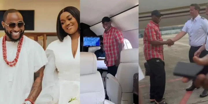 Davido's father touches down in Nigeria on his private jet ahead of son's wedding