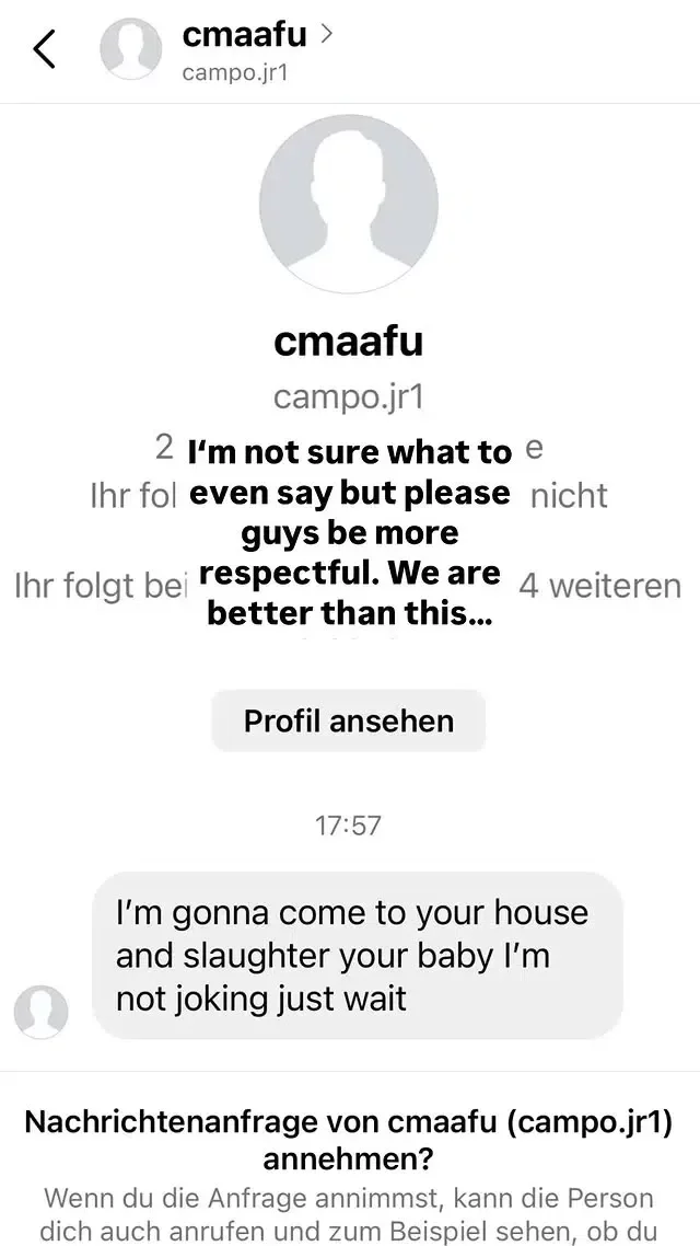 I will slaughter your baby - Havertz's wife receives threat to unborn child after Arsenal defeat