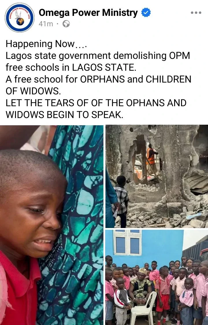 Reactions trail the dem0lition of the OPM free schools by the Lagos state government