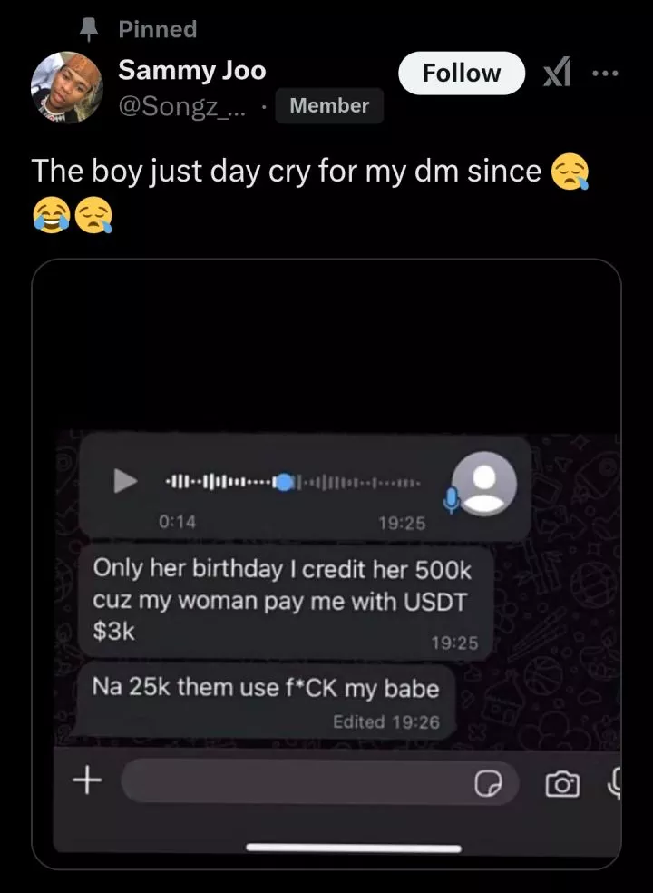 Shock as yahoo boy gifts girlfriend ₦500k for birthday, she gets intimate with another man for ₦25k