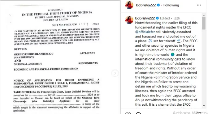 Shock as Bobrisky sues EFCC, N/Assembly demands N1.2Bn