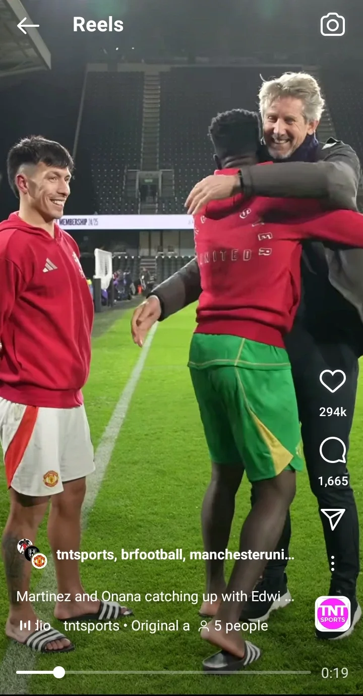 Reactions as Edwin Van der sar was spotted spending time with Martinez and Onana at Craven Cottage.