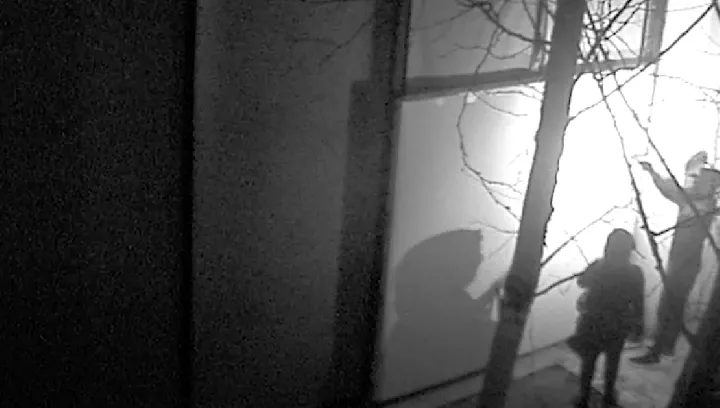 A still from CCTV footage, released by Dutch police, shows suspects breaking into an exterior door before using explosives to force entry into the museum.