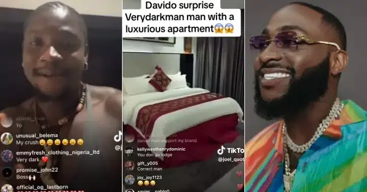 Davido surprises VeryDarkMan with luxurious apartment in Lagos