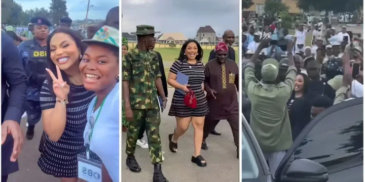 Davido's Cousin, Adenike Adeleke visits NYSC camp, makes donations