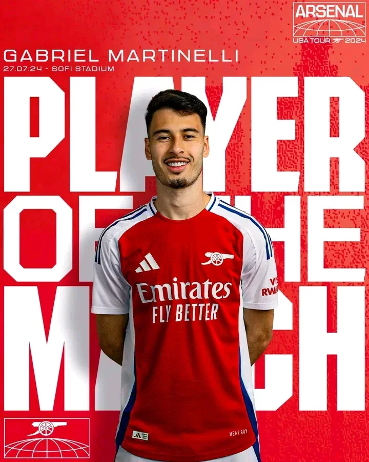 ARS 2-1 MNU: Arsenal's Attacker Wins Man Of The Match Award After His Superb Performance vs Man Utd.