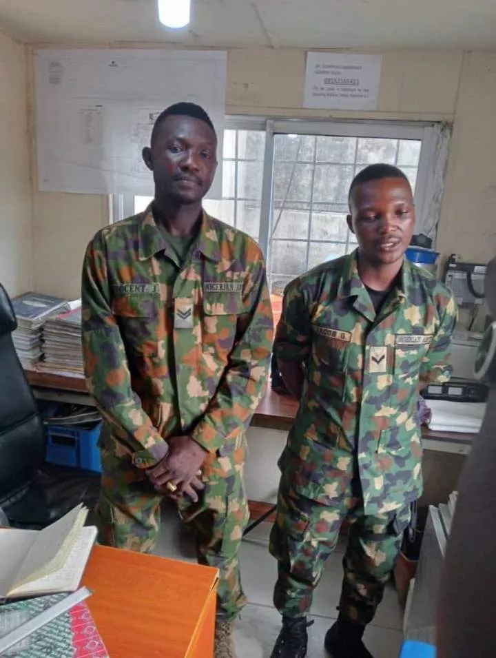 Two soldiers arrested for allegedly stealing armoured cables at Dangote Refinery in Lagos