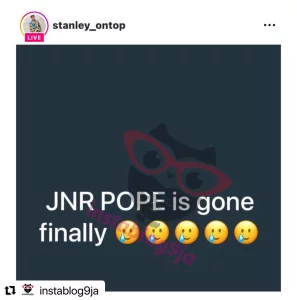 Just In: After a tough battle between life and d£ath, Actor Jnr Pope has been confirmed d£ad by three hospitals - Movie producer, Stanley