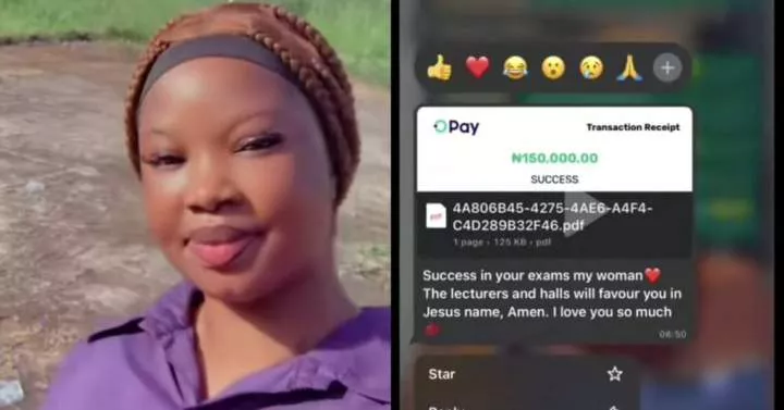 "Where una dey see this kind love" - Lady flaunts cash her boyfriend sent her just to wish her exam success