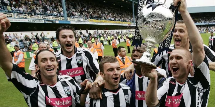 West Brom players celebrate