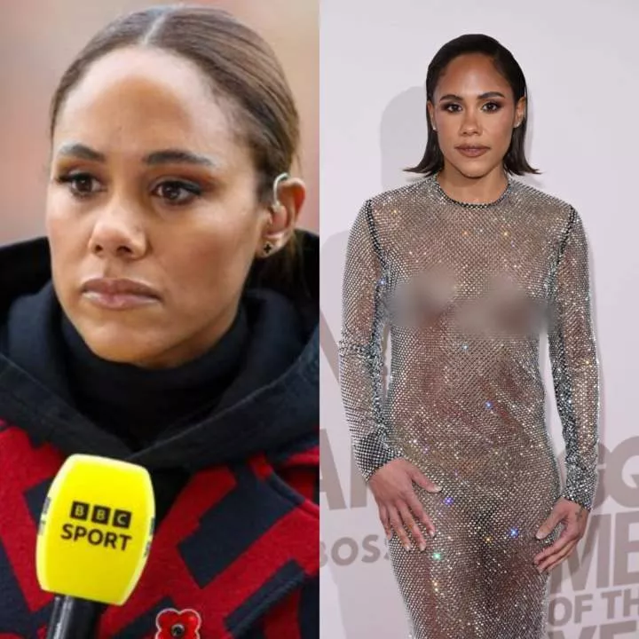 Sports presenter Alex Scott goes br@less in see-through dress at GQ Men of the Year awards (photos)