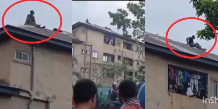 Sons climb onto roof of father's house in Enugu to demand financial settlement Sons climb onto roof of father's house in Enugu to demand financial settlement