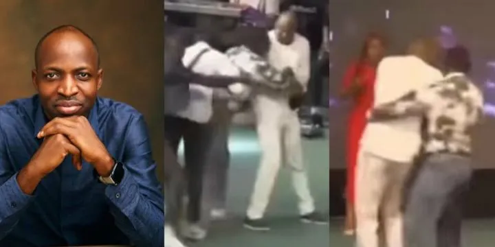 Moment man grabs Dunsin Oyekan during ministration, refuses to let go Moment man grabs Dunsin Oyekan during ministration, refuses to let go