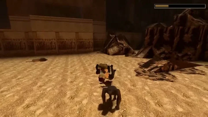 Laura doing a backflip in Tomb Raider I Remastered.