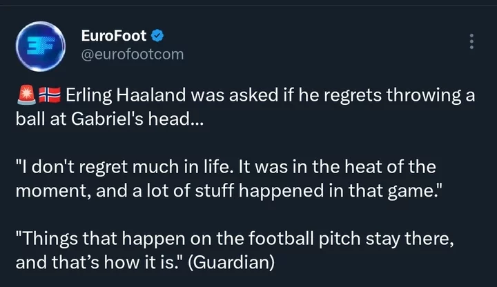 Haaland Breaks Silence on Gabriel Clash at Etihad