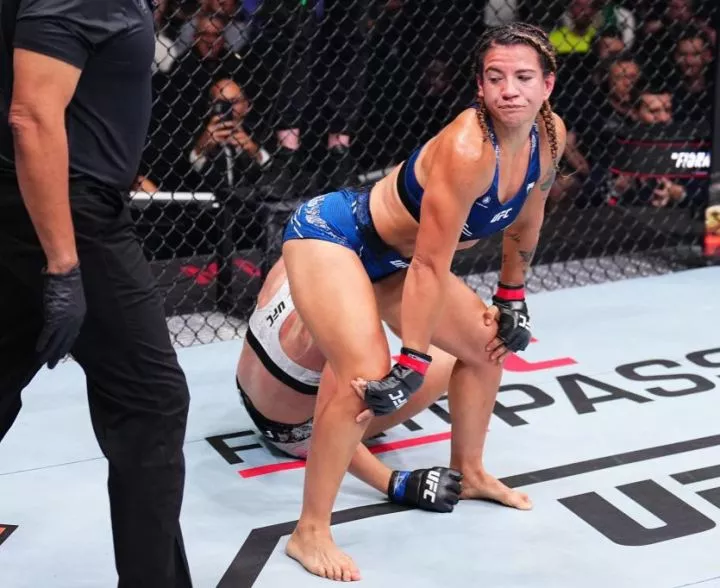 UFC fighter, Ailin Perez twerks in face of opponent during big win in Paris (video)