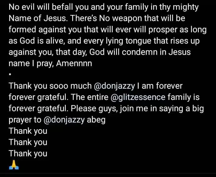 Jane Mena rains prayers on Don Jazzy after gifting her friend N10M