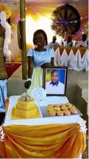 Lady causes stir as she marries photo of lover who claimed to be too busy for wedding