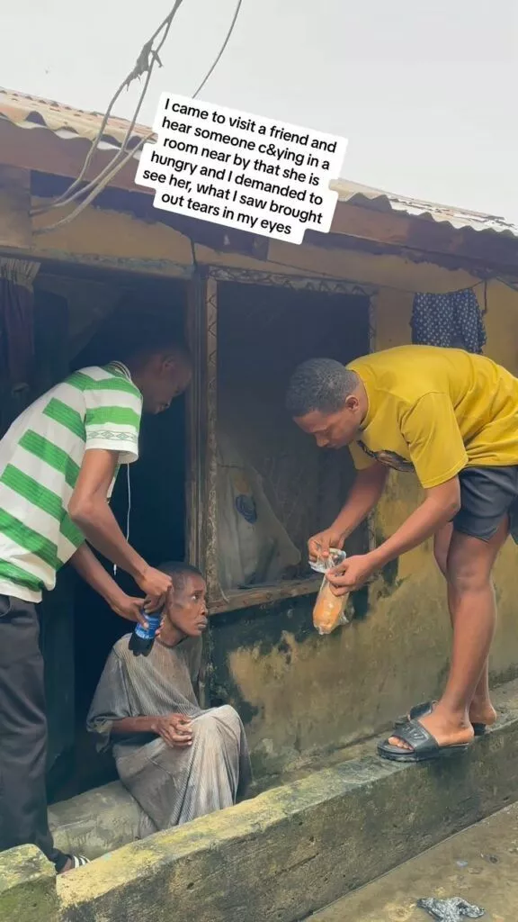 Man in tears after seeing living conditions of a helpless woman