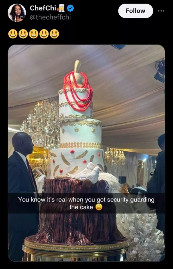 Davido's wedding cake gets security guard