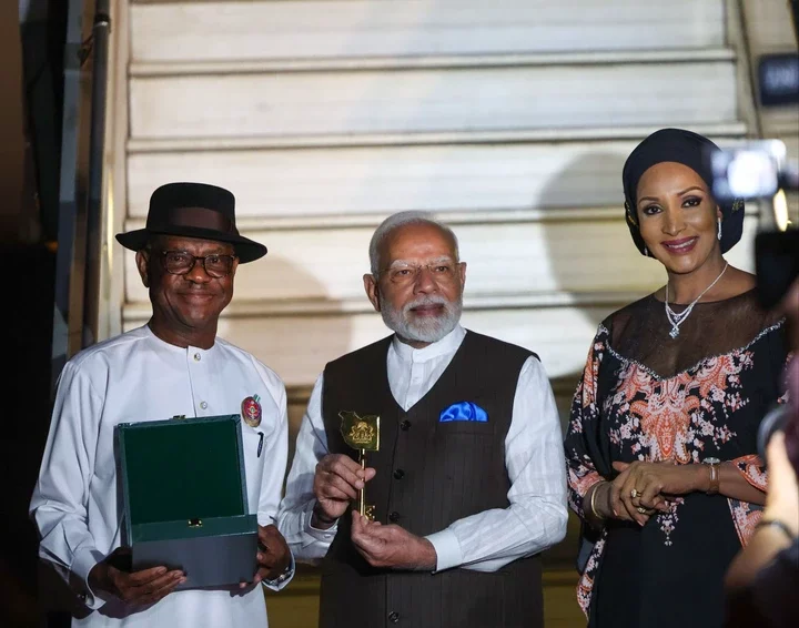 Indian Prime Minister Modi Arrives in Nigeria, Received by FCT Minister Wike