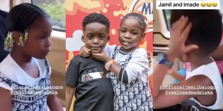 "I love you, you're my sister" - Tiwa Savage's son, Jamil tells Davido's daughter, Imade as they engage in argument
