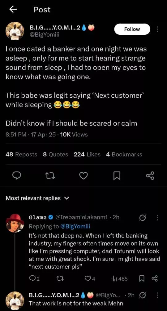 Man shares creepy midnight experience with girlfriend who worked as a banker