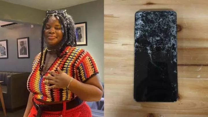 Man angrily breaks lady's phone screen after she refused to give him her number