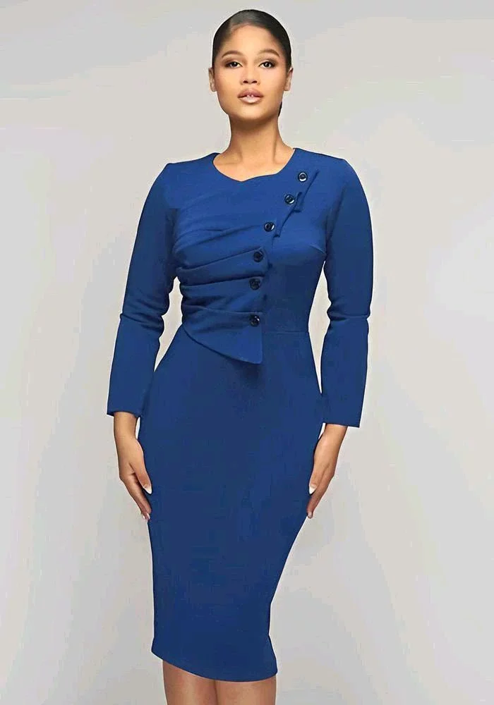 Well-Tailored Buttoned Gowns Dress for Chic and Stylish Ladies