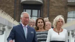 The Prince Of Wales And Duchess Of Cornwall Visit The 'Maiden' Yacht