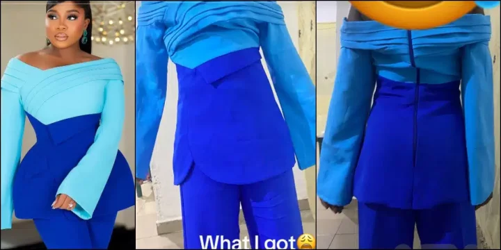 Lady laments as she shows off birthday dress she received from tailor vs what she ordered Lady laments as she shows off birthday dress she received from tailor vs what she ordered