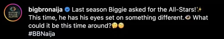 'Biggie's eyes set on something different' - BBNaija organizers hints at Season 9
