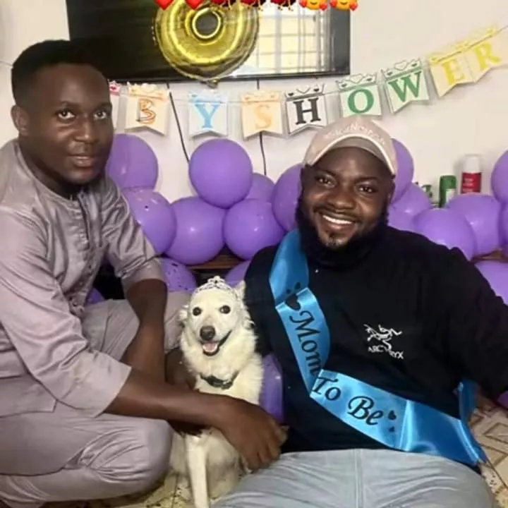 Nigerian man organizes naming ceremony for dog, Nike, and her 7 puppies