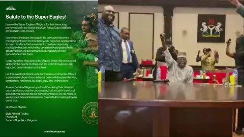 President Tinubu writes letter to Super Eagles of Nigeria after AFCON 2023 final loss