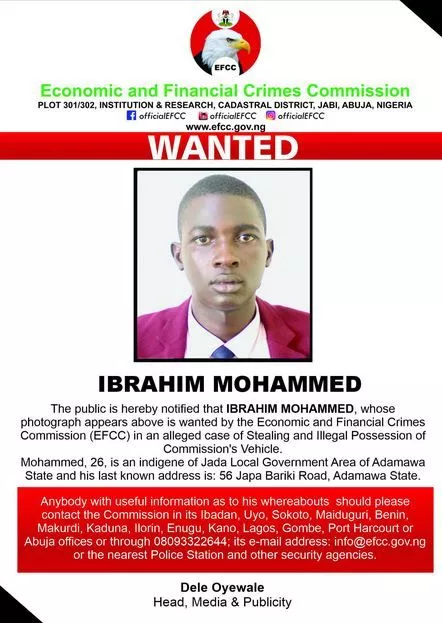 EFCC Declares Driver Wanted for Stealing Commission's Car