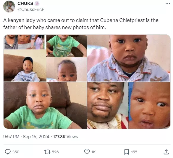 Kenyan lady who accused Cubana Chief Priest of being father of her child shares new photos