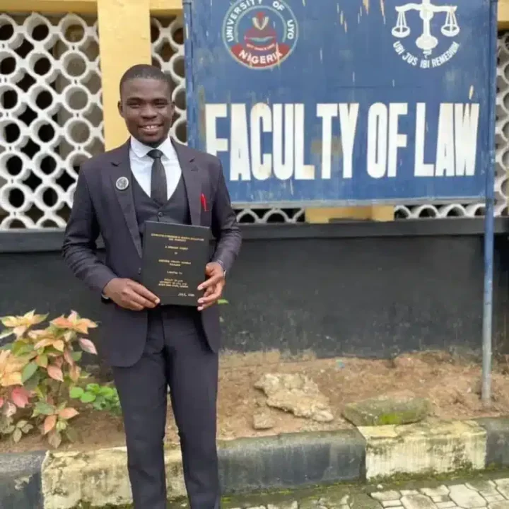 Man celebrates as he becomes first male 1st class Law graduate at UNIUYO