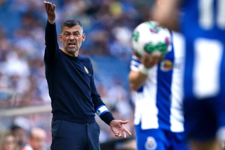 Head Coach Sergio Conceicao of FC Porto gestures during the Liga Portugal Bwin match between FC Porto and FC Famalicao at Estadio do Dragao on Apri...