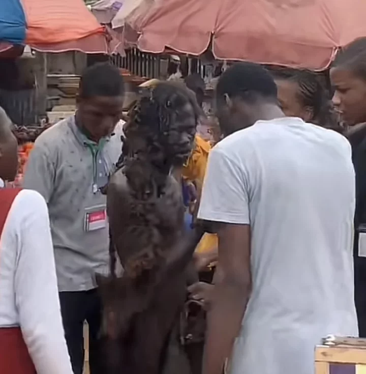 'Na wetin our parents send us come do' - Moment OOU students publicly carry out deliverance for a mentally ill man