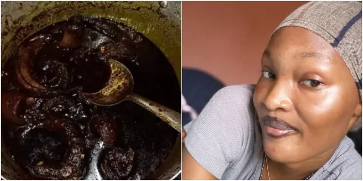 Beautiful lady's first attempt at cooking Ogbono soup goes viral